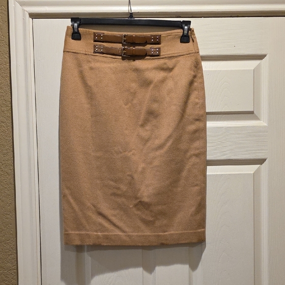 Ralph Lauren Black Label Dresses & Skirts - Ralph Lauren Black Label Tan Pencil Skirt with Buckle Details